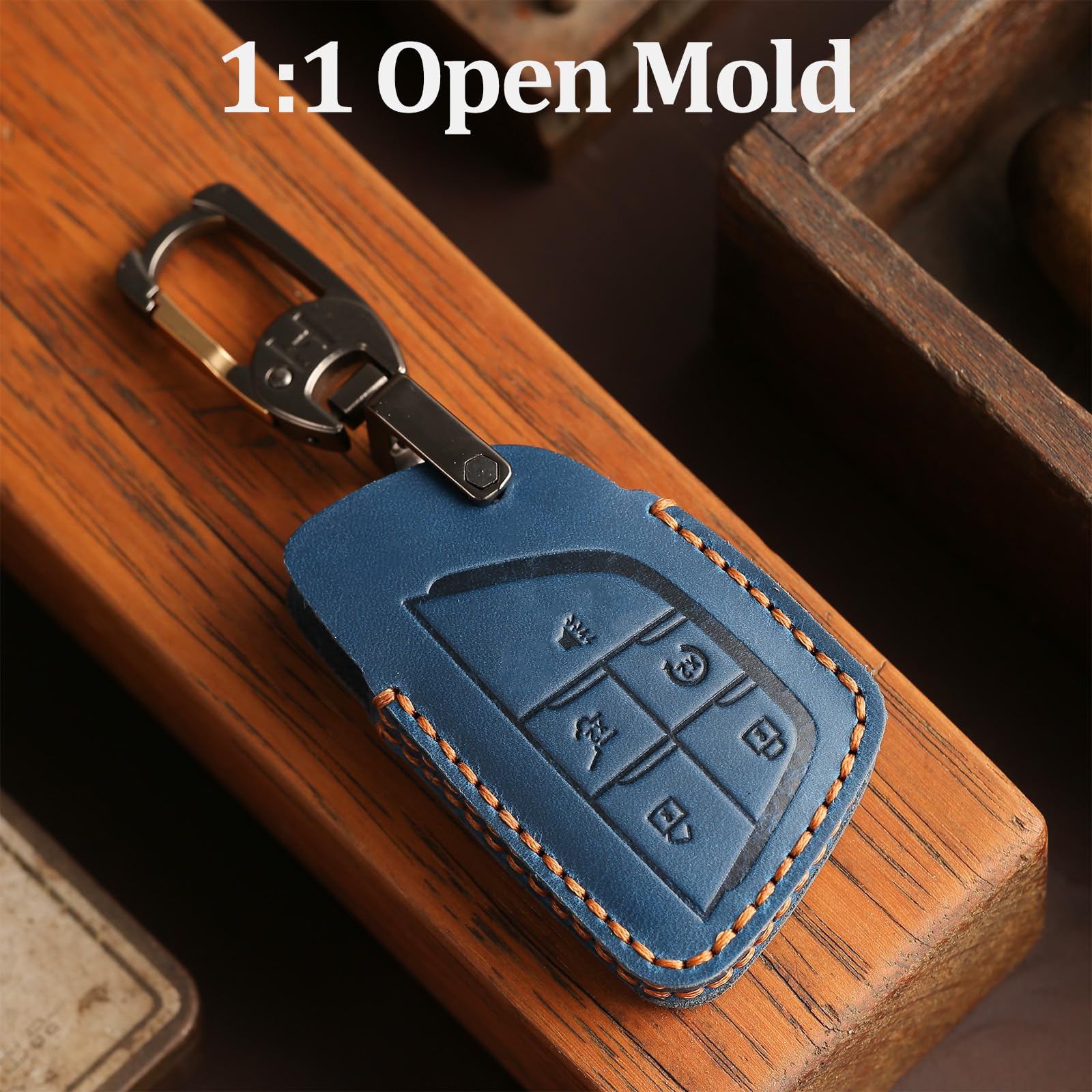Aoocar retro-style leather key fob cover adds timeless charm while guarding the fob.
