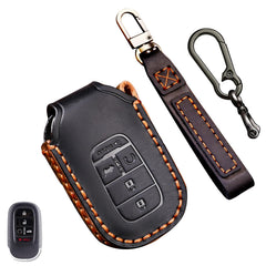 Aoocar leather key fob cover for Honda Accord oval shape, premium protection.