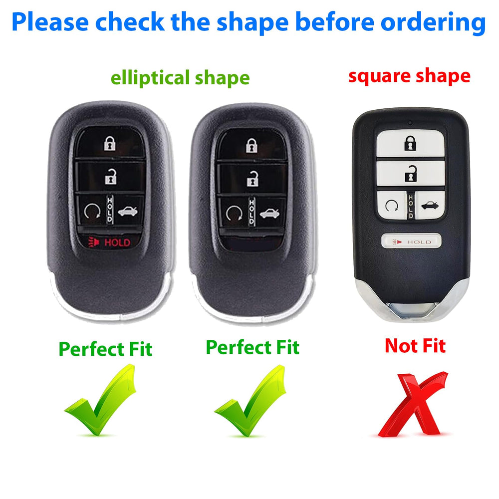 Aoocar leather key fob cover for Honda Civic oval shape, no-screw design.