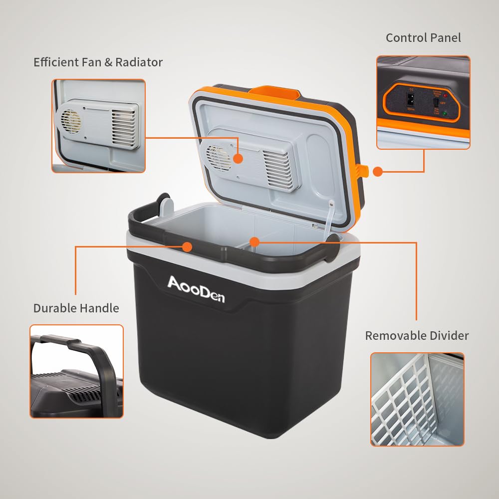 AooDen cooler with sturdy handle and flip up lock for portability