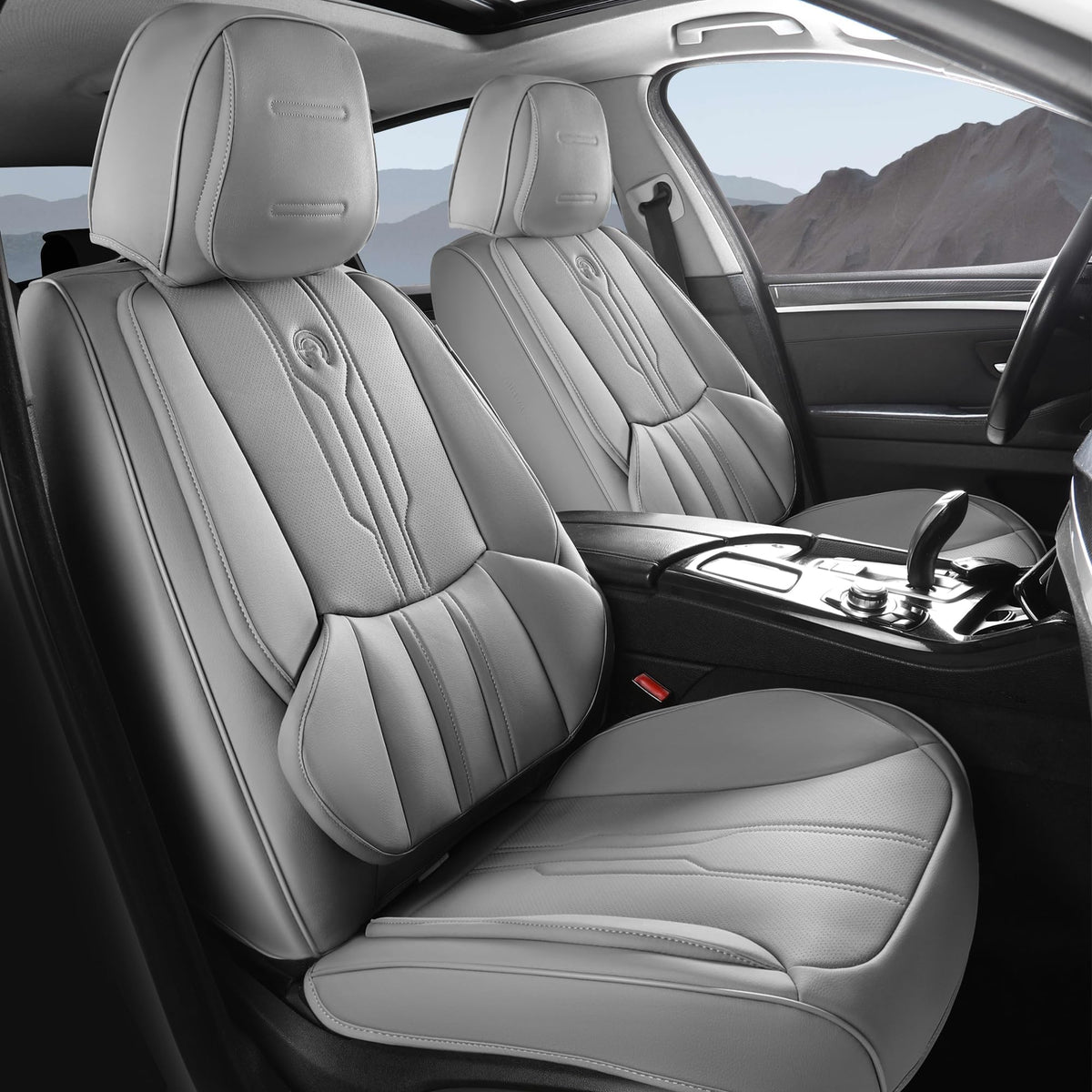 AOOG seat covers on the front seat provide full coverage and dirt protection.