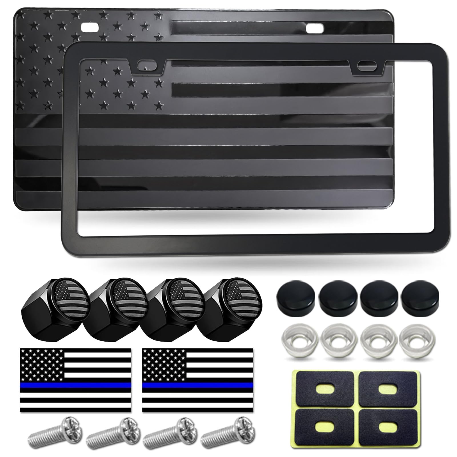 AOOTF American flag front license plate with 3D embossing for bold front-end appeal.