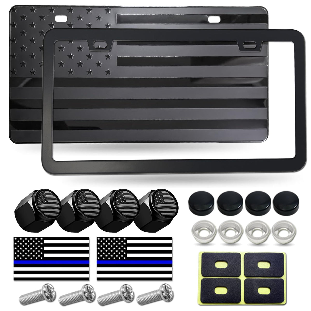 AOOTF American flag front license plate with 3D embossing for bold front-end appeal.