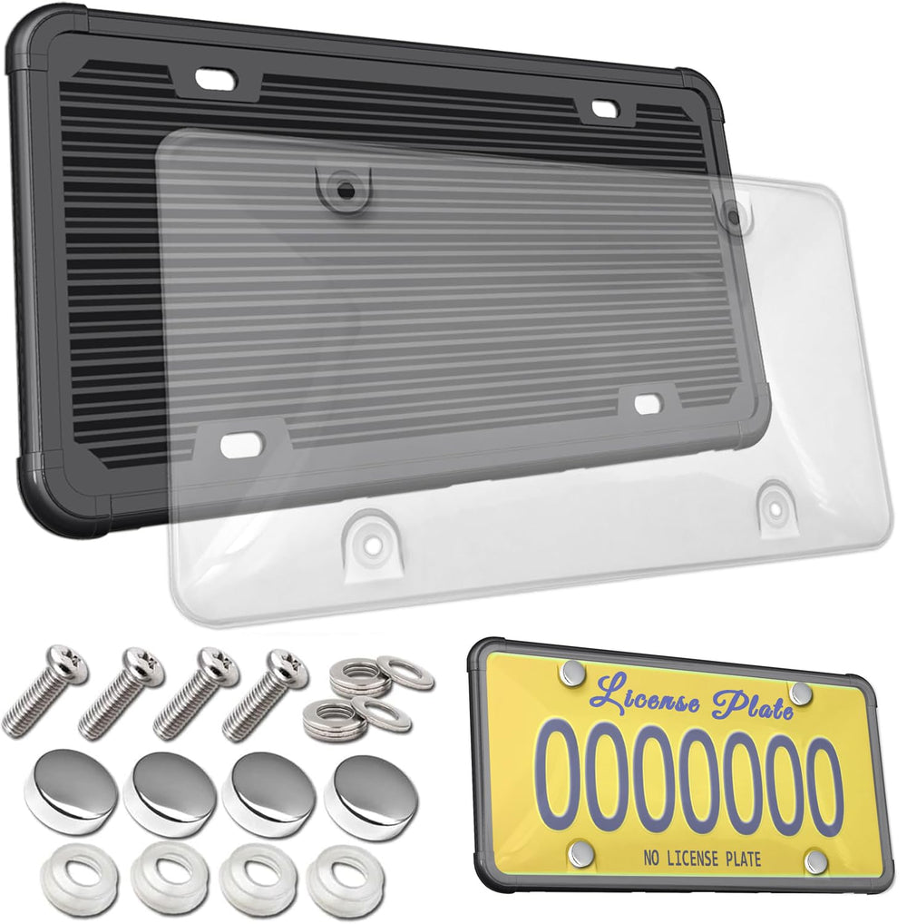 AOOTF clear bubble license plate cover keeps visibility intact