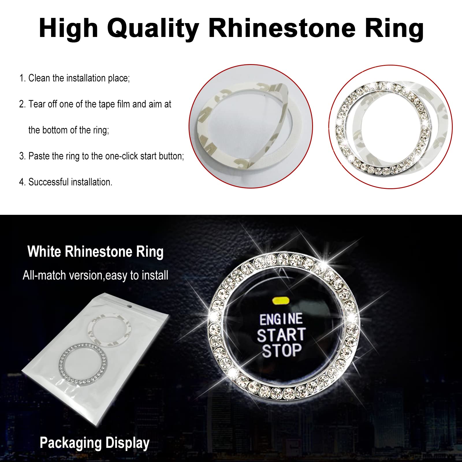 AOOTF rhinestone ring decor adds subtle bling to your engine area