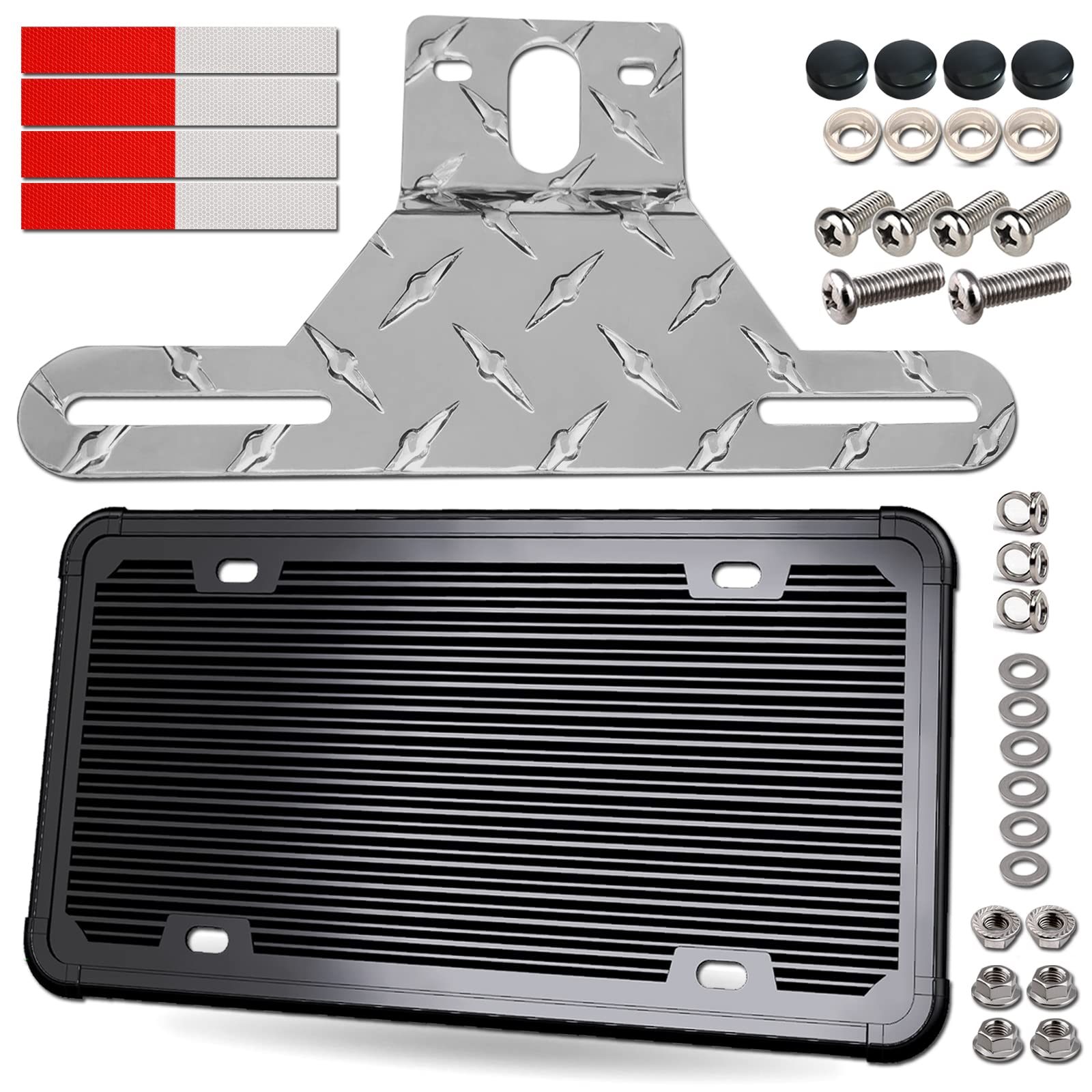AOOTF trailer license plate bracket in aluminum provides strong rustproof support for trailers.