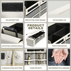 AOPHY 1680D Oxford material trunk organizer offers rugged durability and easy cleaning
