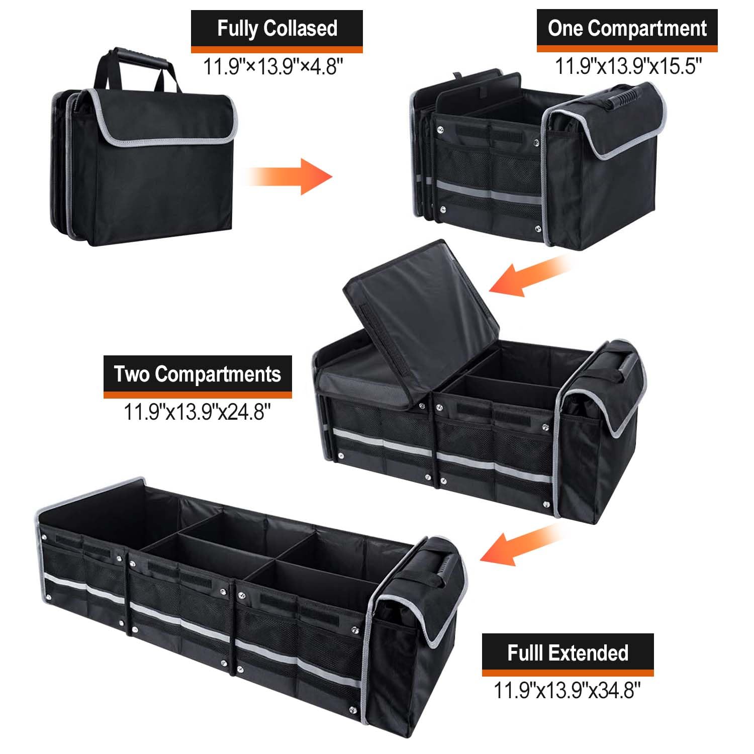 AOPHY car trunk organizer in use with spacious compartments for groceries