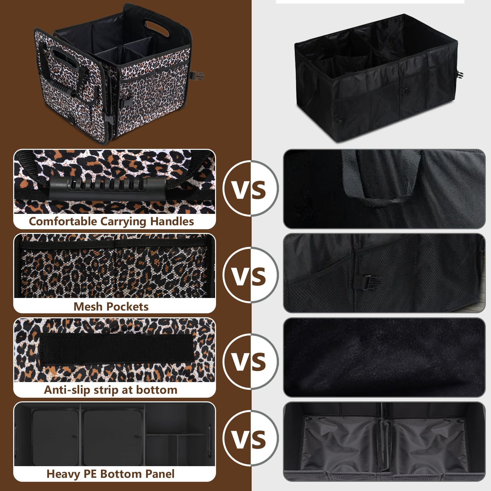 AOPHY leopard trunk organizer mesh pockets organize small items at a glance