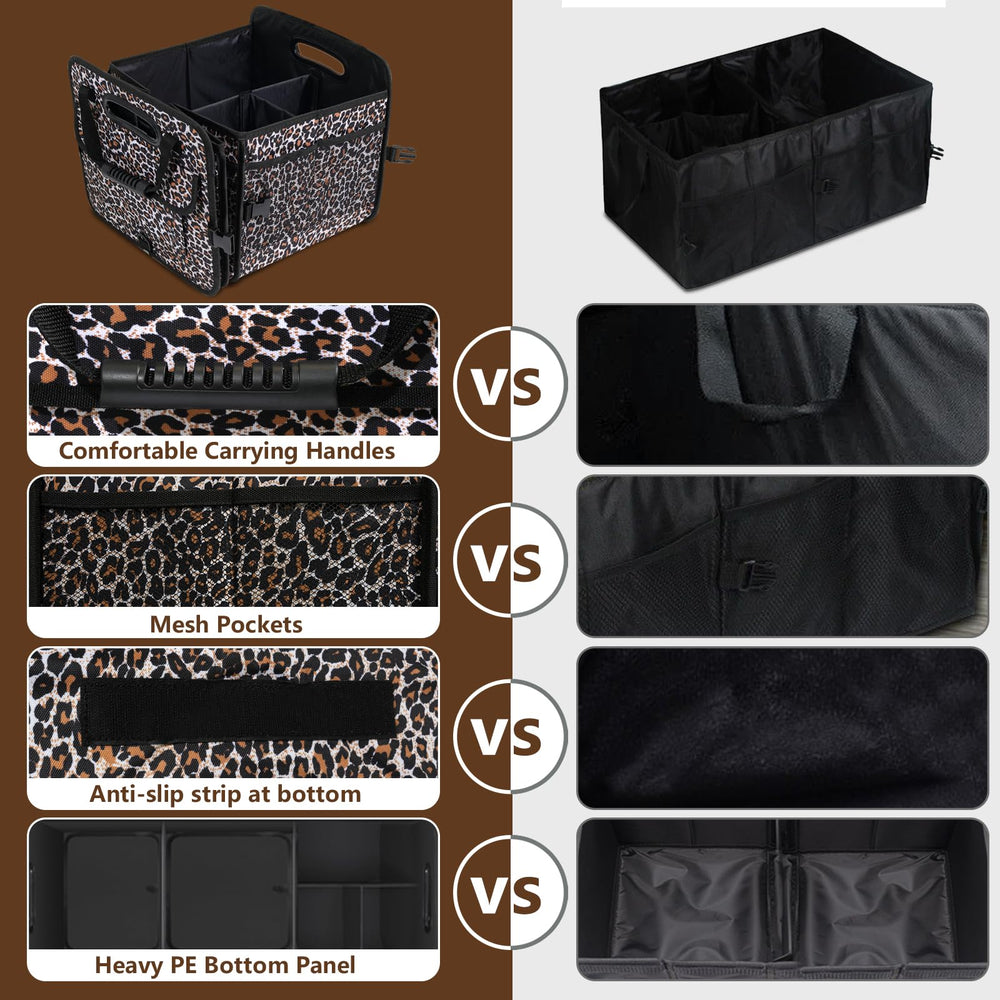 AOPHY leopard trunk organizer mesh pockets organize small items at a glance