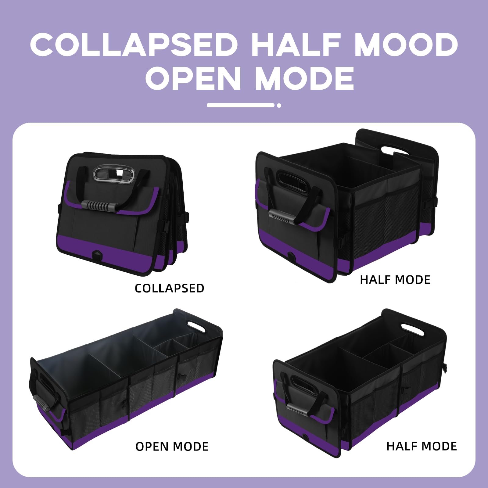 AOPHY trunk organizer with adjustable dividers for customizable space.
