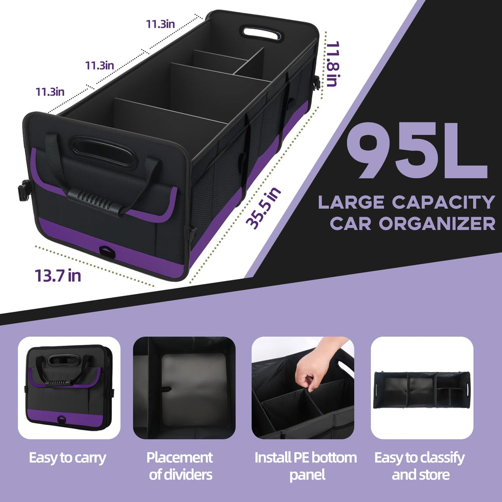 AOPHY trunk organizer showing mesh pockets for small items.