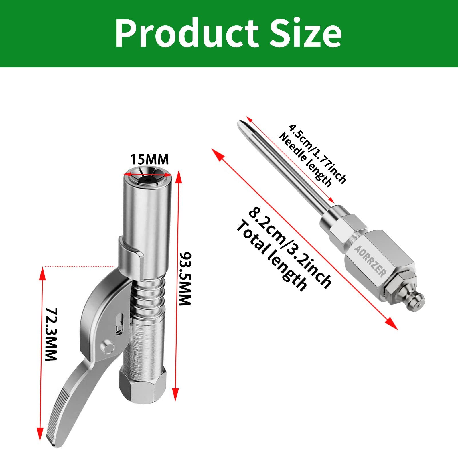 AORRZER grease gun coupler with secure bite for high-pressure flow