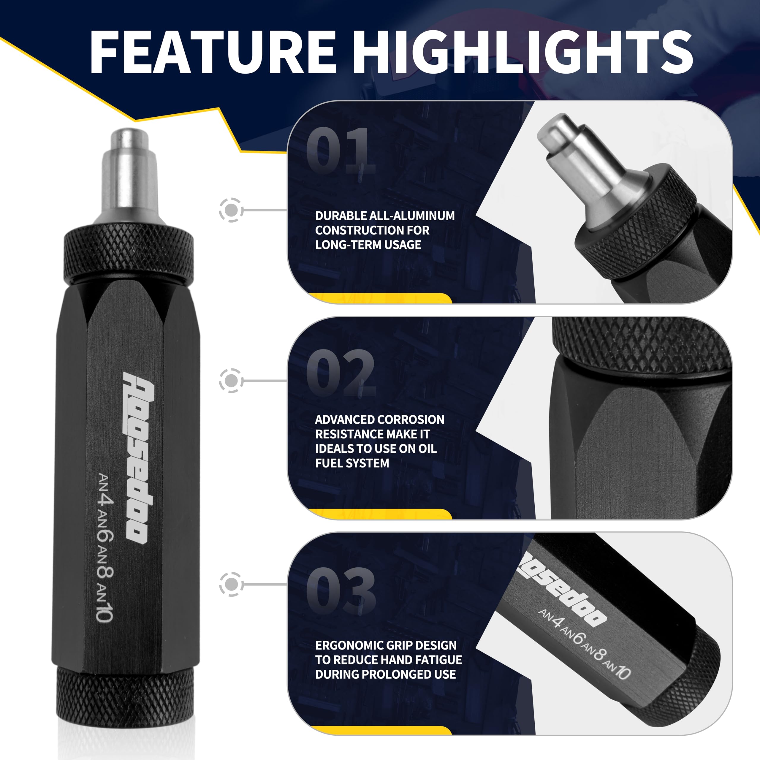 AOSEEDOO complete kit improves consistency across 4AN–10AN fittings.