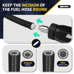 AOSEEDOO PTFE hose assembly guide assists clean, accurate cuts.