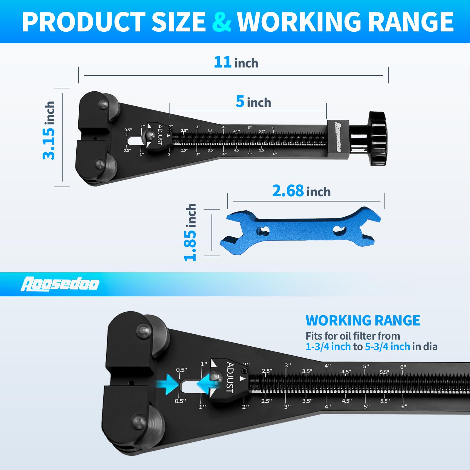 AOOSEDOO oil filter cutter includes double-ended AN wrench for convenient setup.