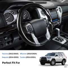Aotoyou 4Runner steering cover closeup shows carbon fiber texture and refined grip.