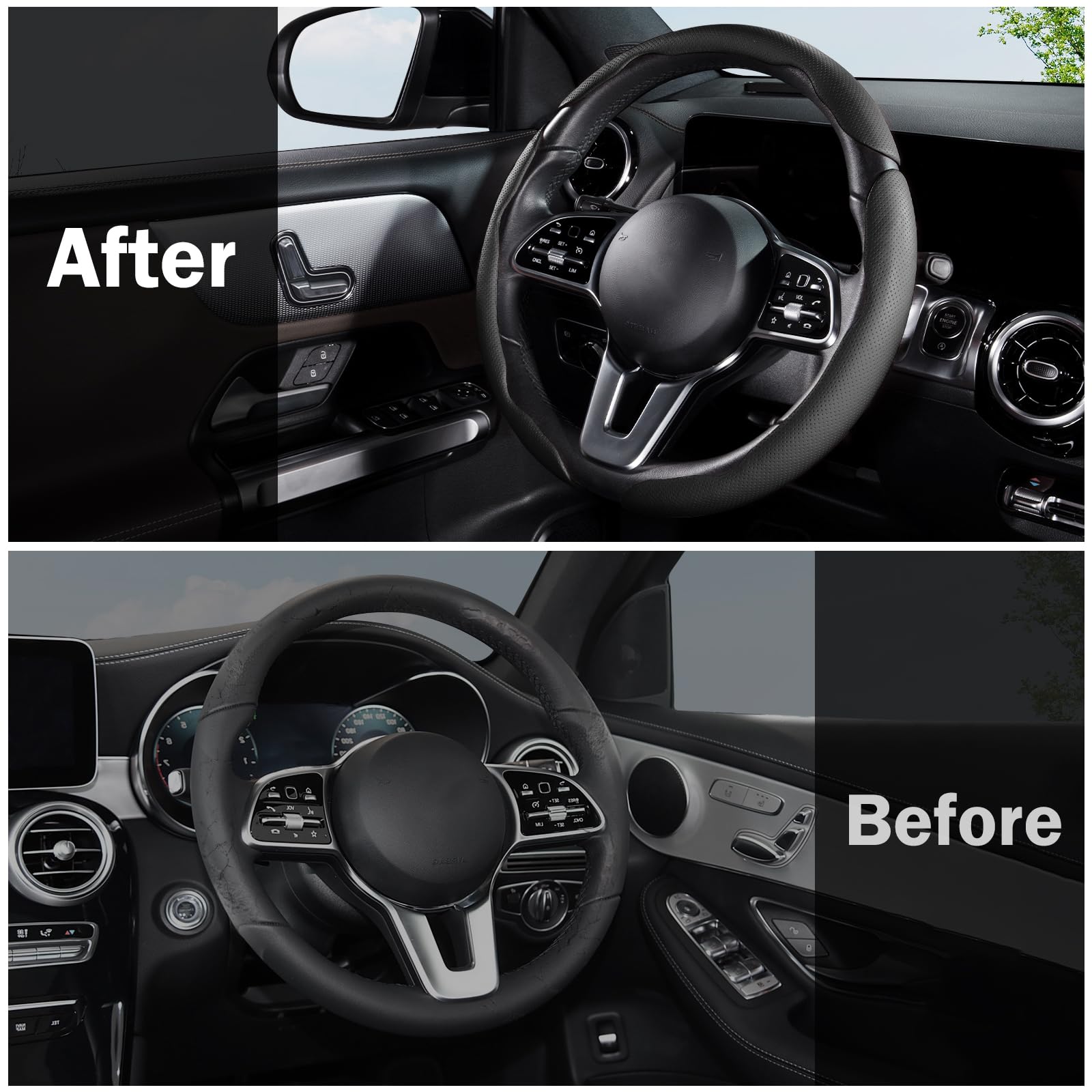 Aotoyou black steering wheel accessory compatible with most round wheels.