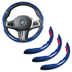 Aotoyou bright carbon fiber steering cover closeup showing textured grip for secure handling.
