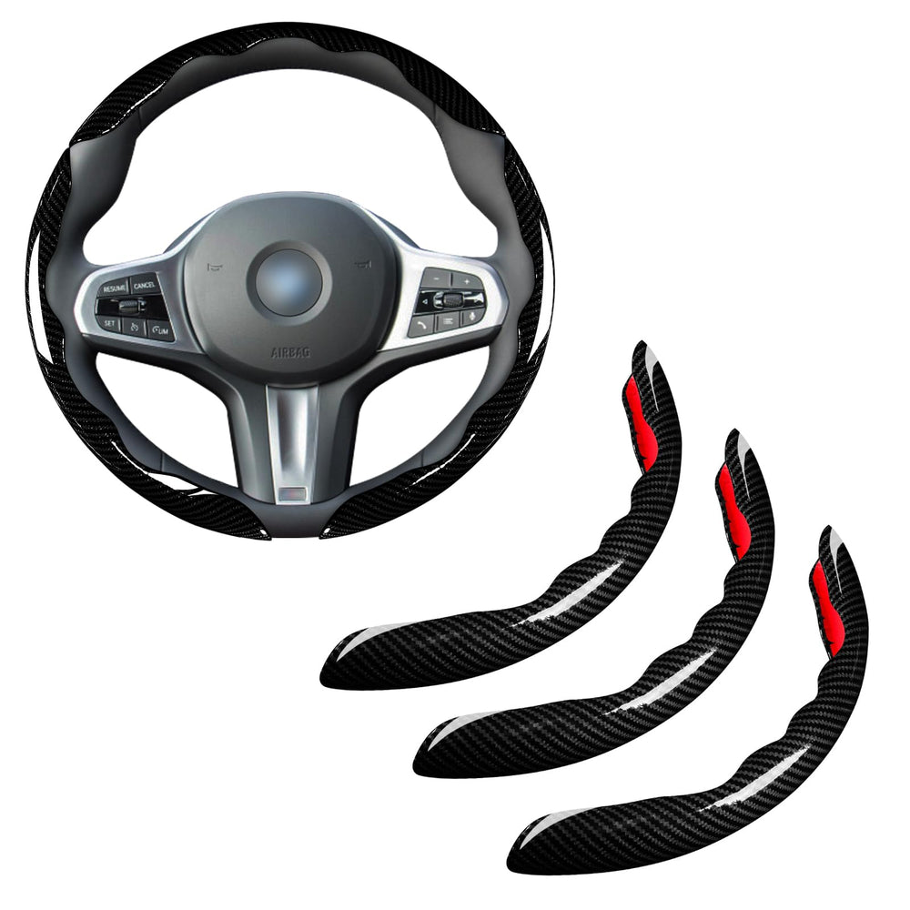 Aotoyou bright carbon fiber steering wheel cover front view showing style and grip.