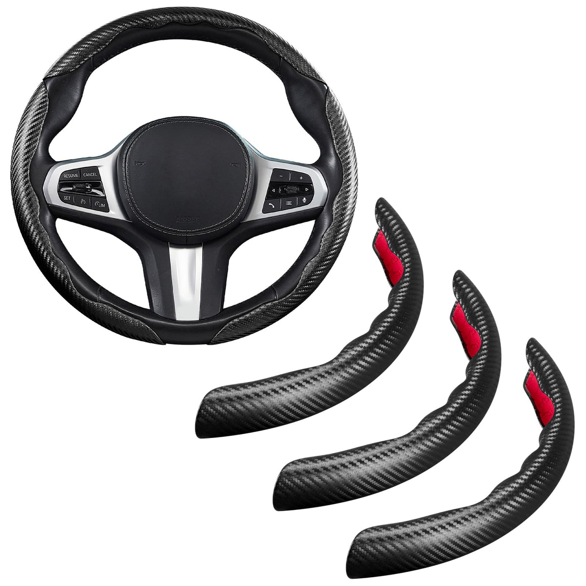 Aotoyou carbon fiber steering cover installation-ready design for 15-inch wheels