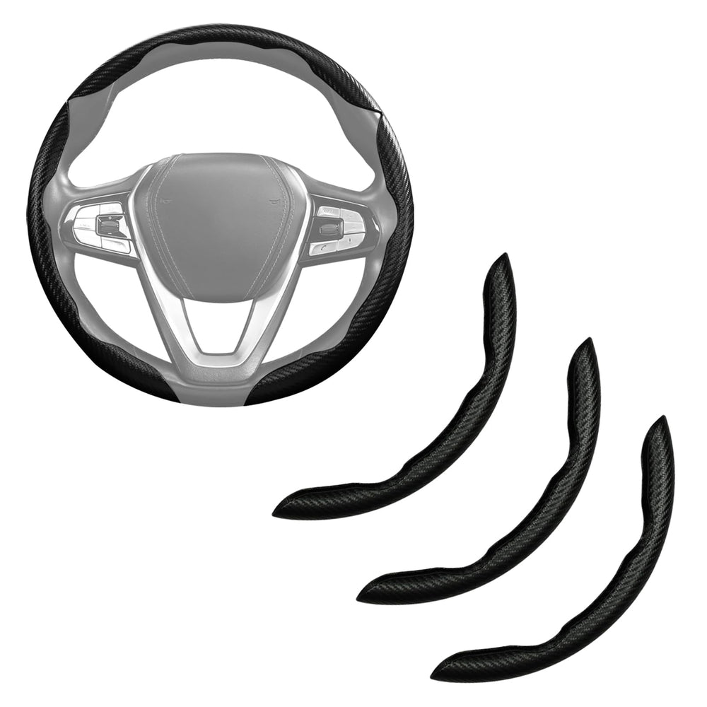 Aotoyou carbon fiber steering wheel cover front close-up showing secure grip.