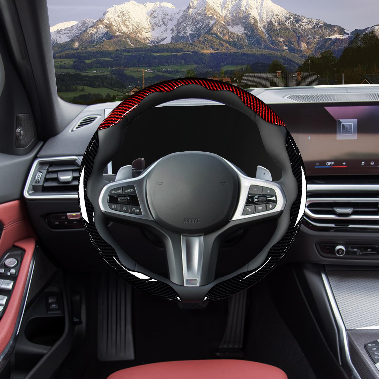 Aotoyou non-slip leather lining ensures a secure steering grip.