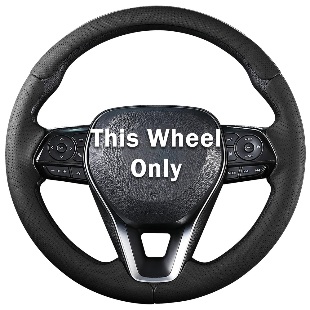 Aotoyou steering wheel cover on Toyota Corolla showing perforated black leather for improved grip and style