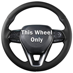 Aotoyou steering wheel cover on Toyota Corolla showing perforated black leather for improved grip and style
