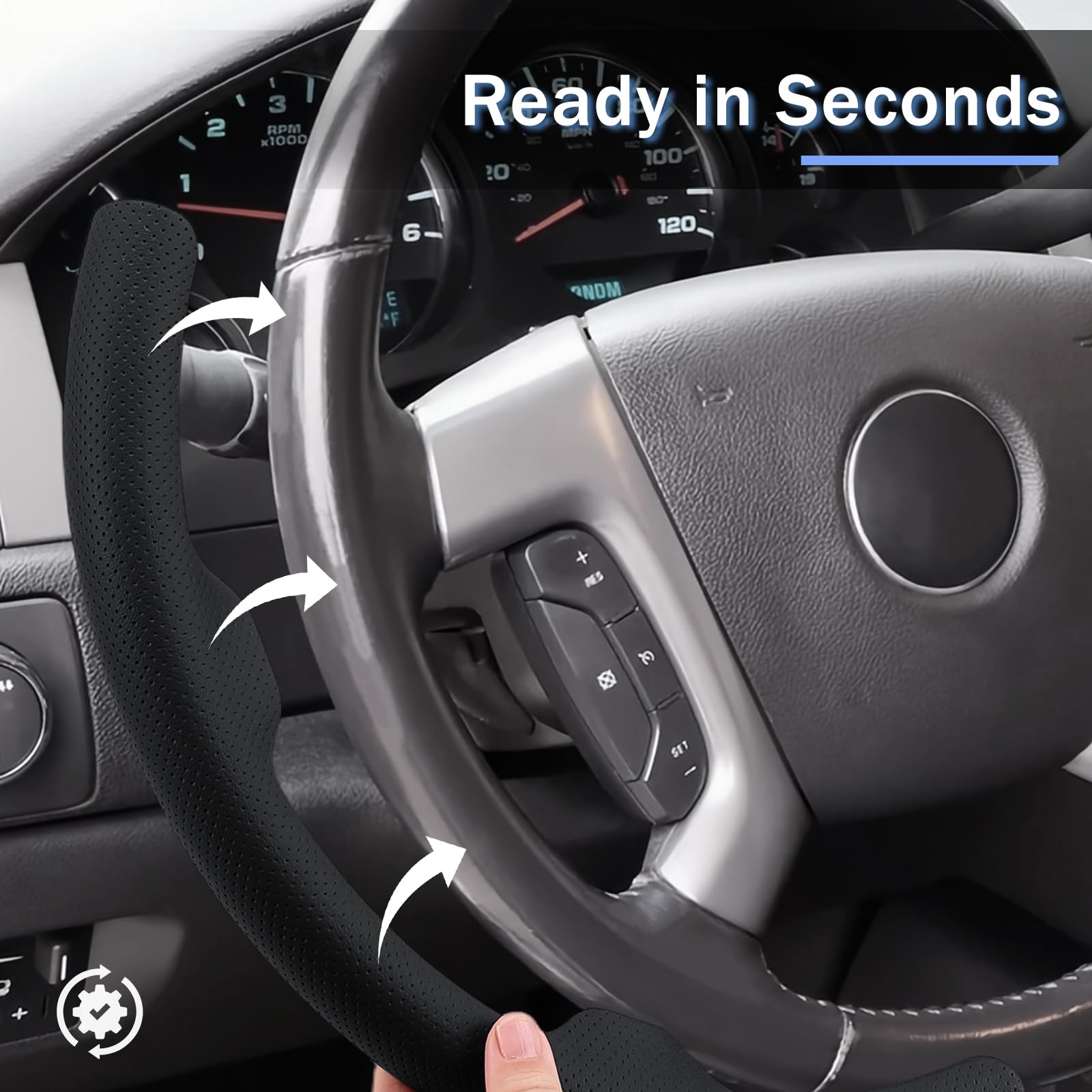 Aotoyou steering wheel cover for GMC Sierra 1500 adds comfort and precise steering feel.