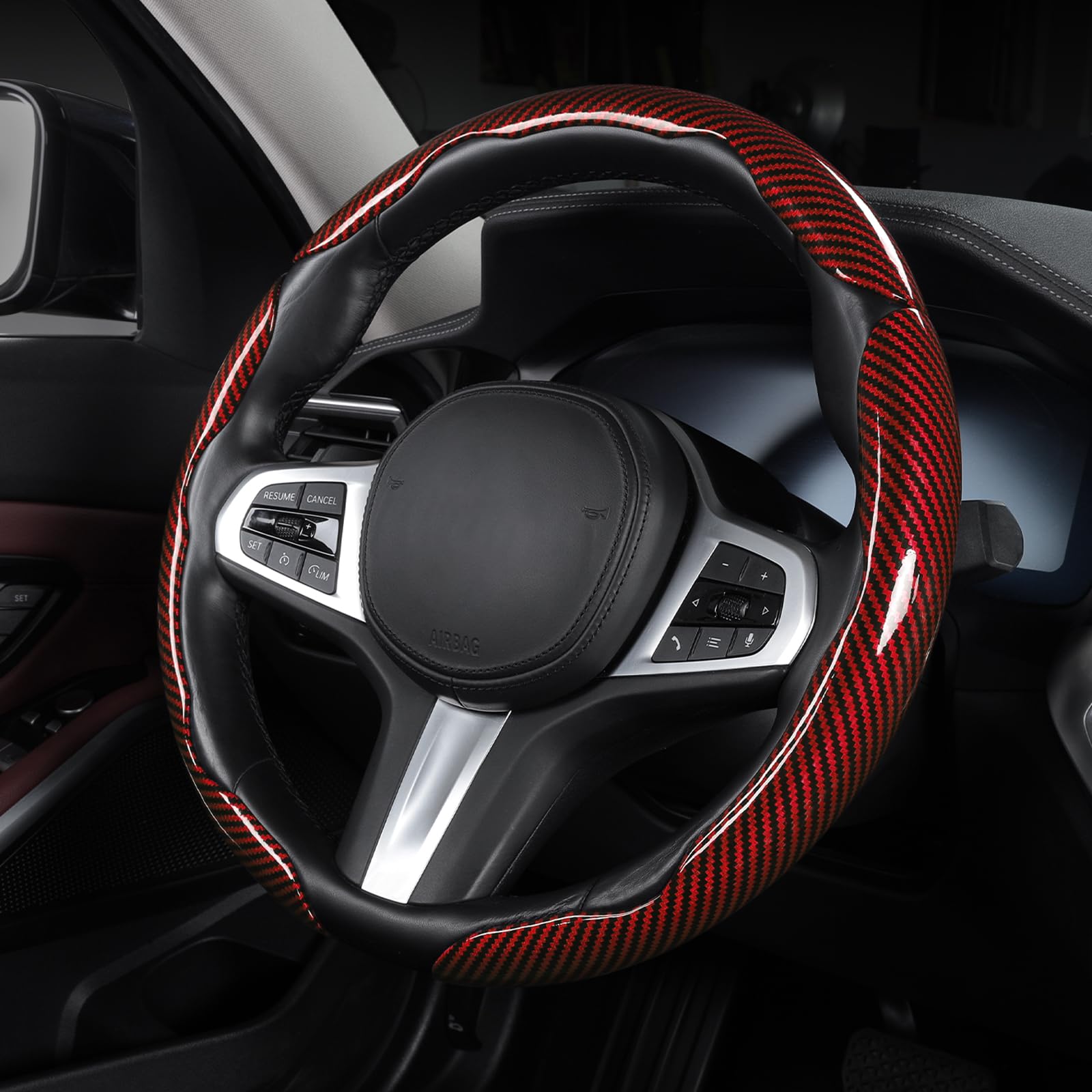 Aotoyou steering wheel cover installation image showing quick snap-on fit