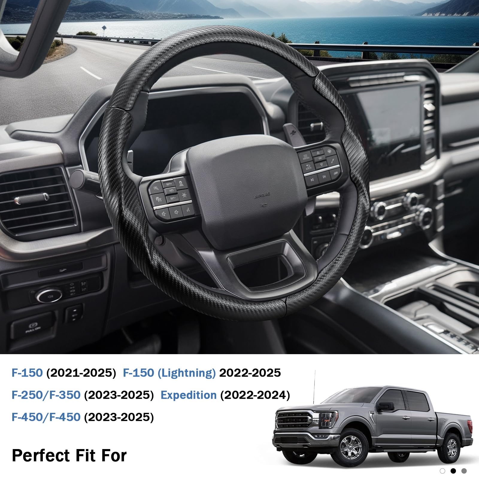 Aotoyou matte black cover for Ford Expedition: carbon fiber look and ergonomic handling.
