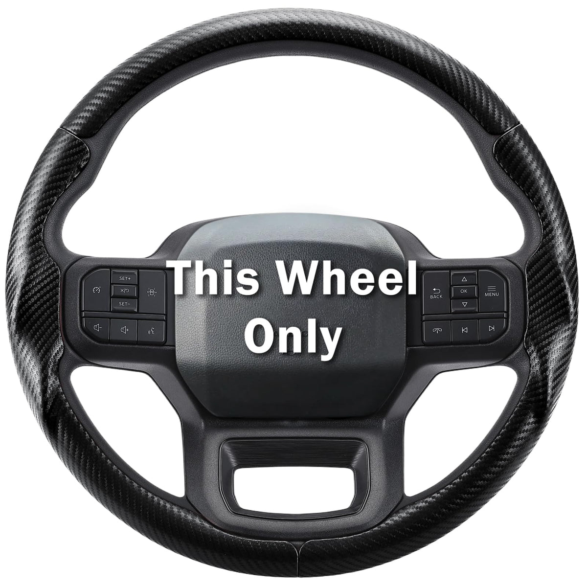 Aotoyou steering wheel cover on Ford F-150, matte black: enhanced grip and comfortable control.