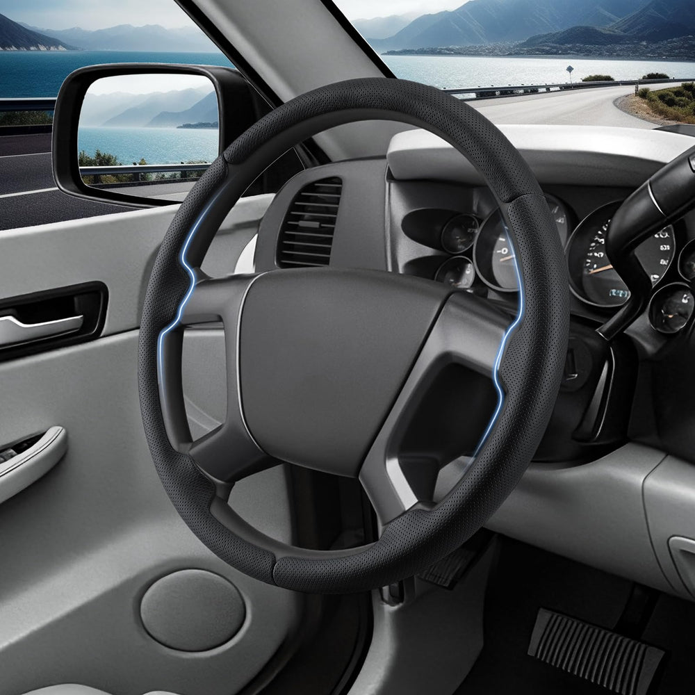 Aotoyou steering wheel cover for Sierra 2500HD/3500HD 2008-2014 provides accurate grip.