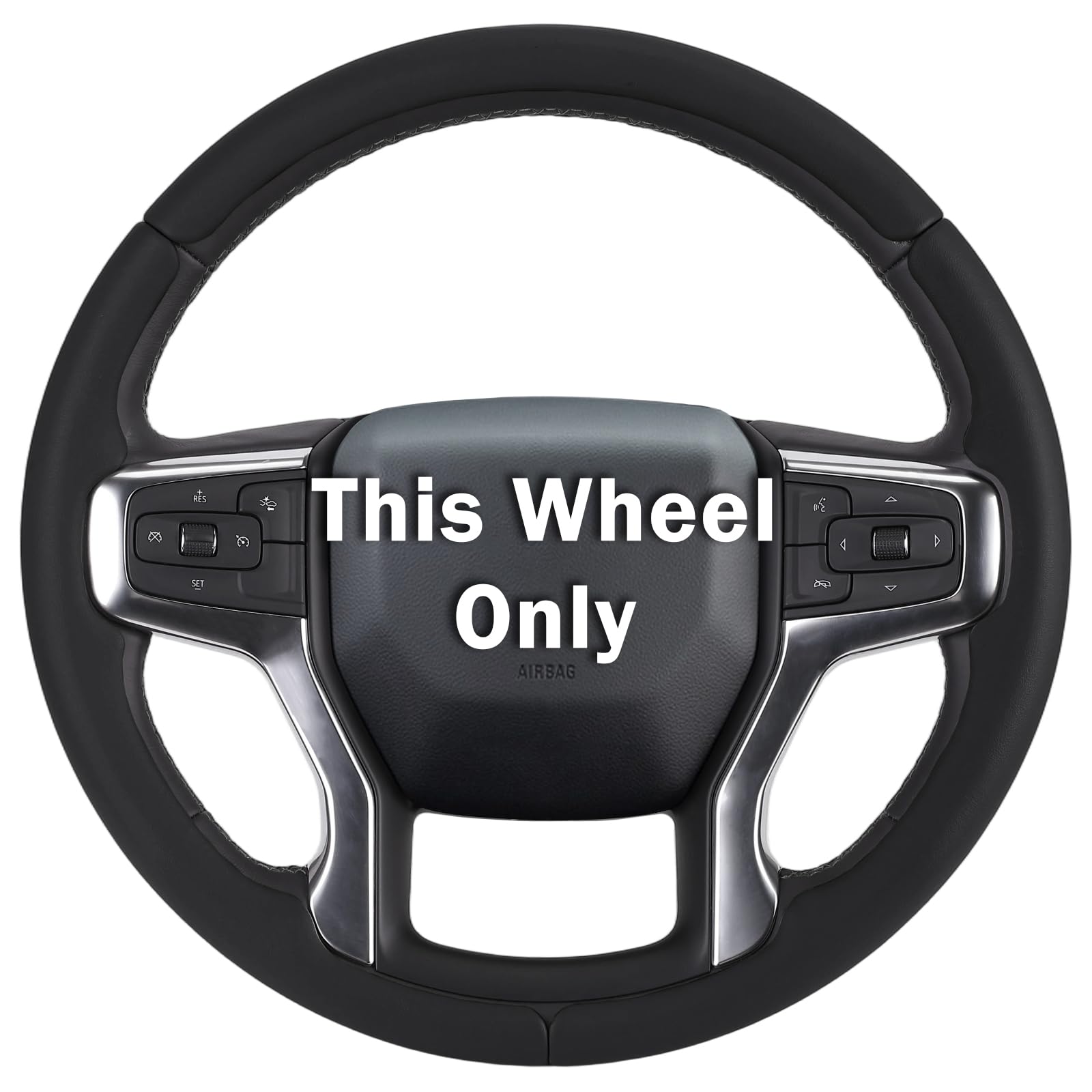 Aotoyou steering wheel cover for Silverado 2019–present showing a snug, secure fit.