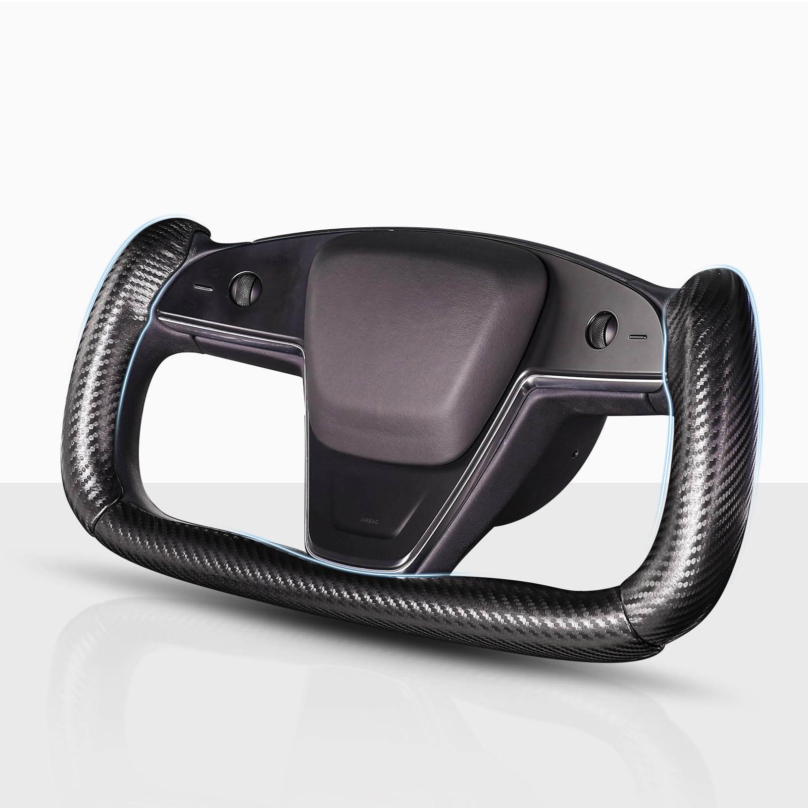 Aotoyou Tesla Yoke steering cover with carbon fiber texture, enhancing grip and style.
