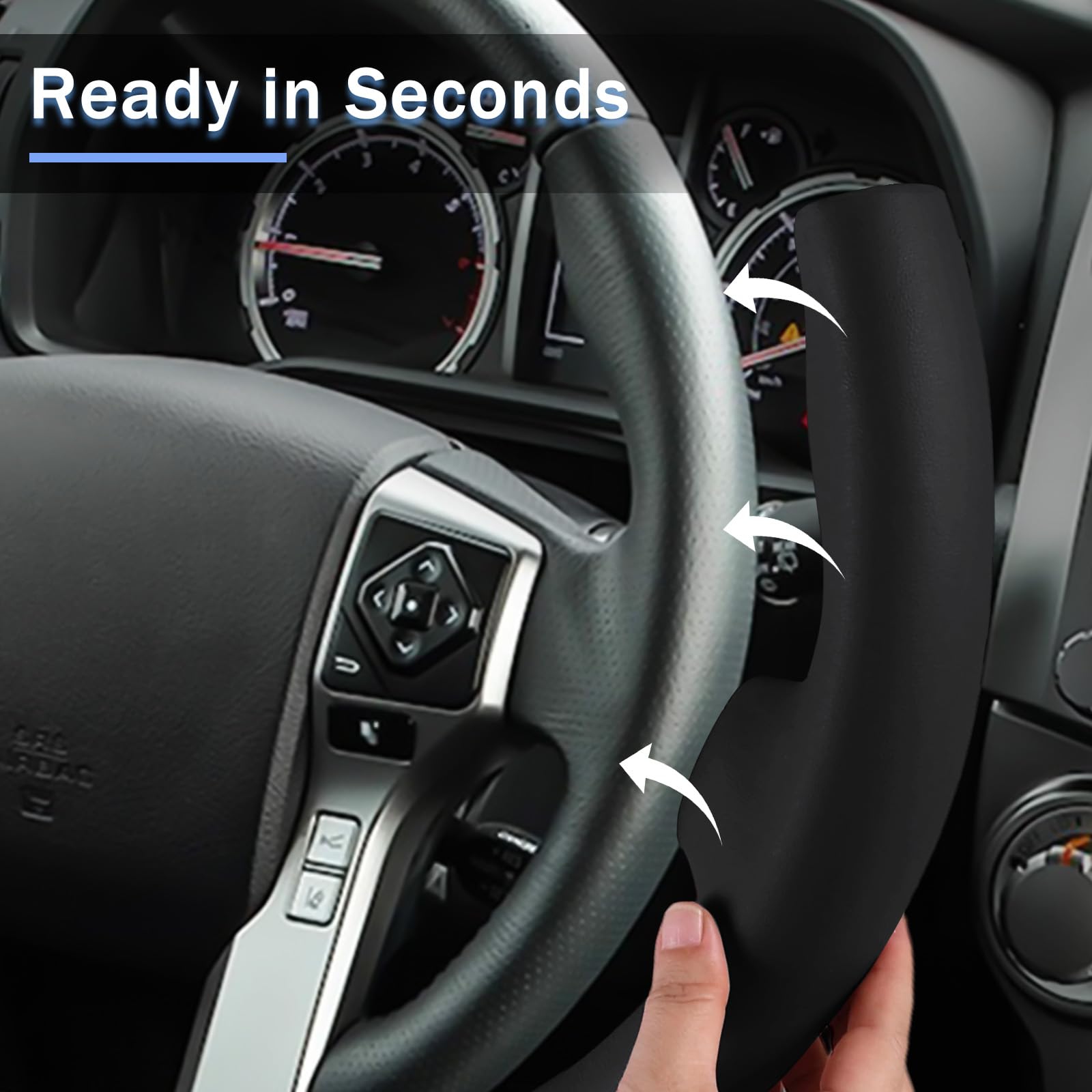 Aotoyou ultra-thin leather steering wheel cover preserves original feel while protecting the wheel.