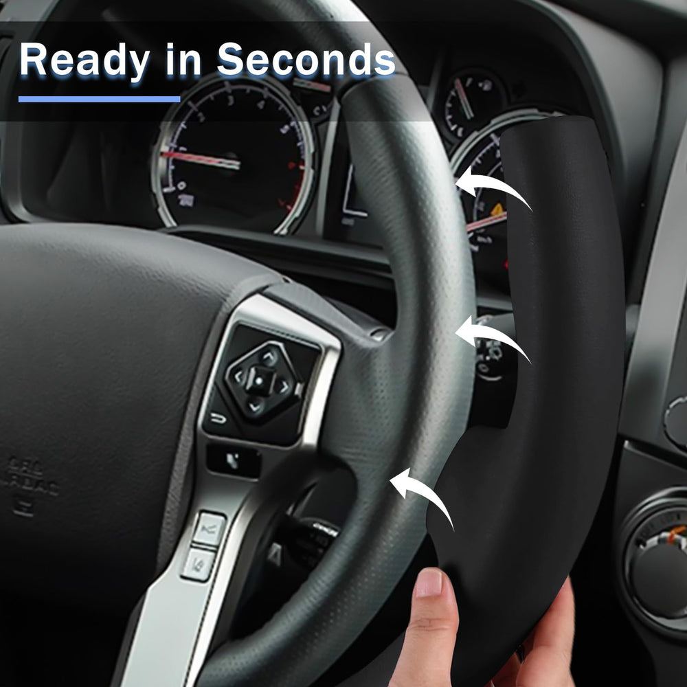 Aotoyou ultra-thin leather steering wheel cover preserves original feel while protecting the wheel.