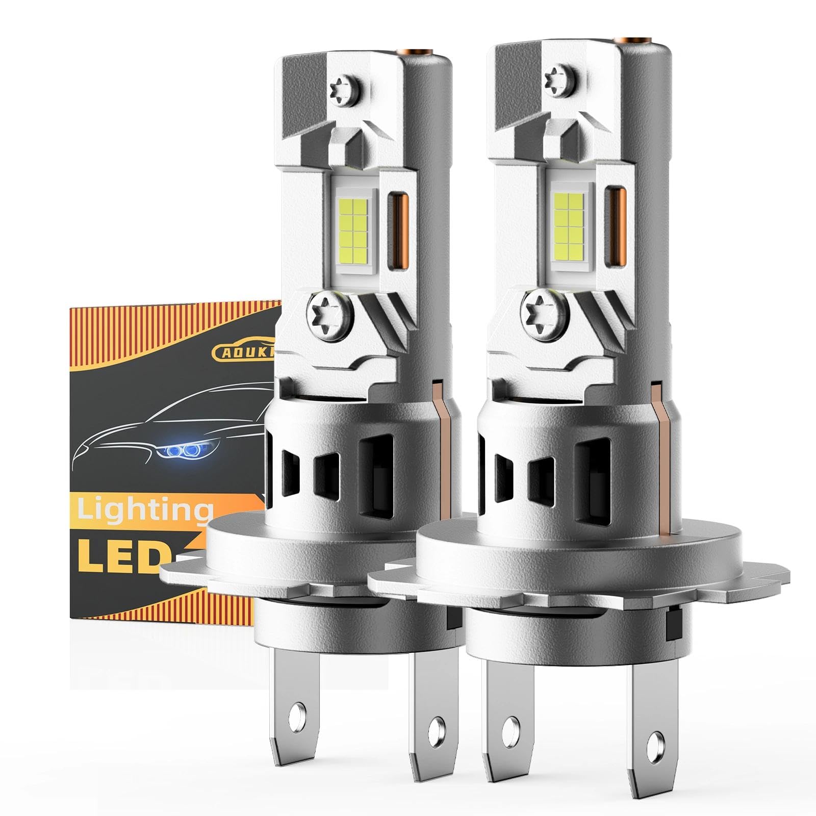 AOUKKL H7 bulbs delivering 6500K cool white light for crisp visibility