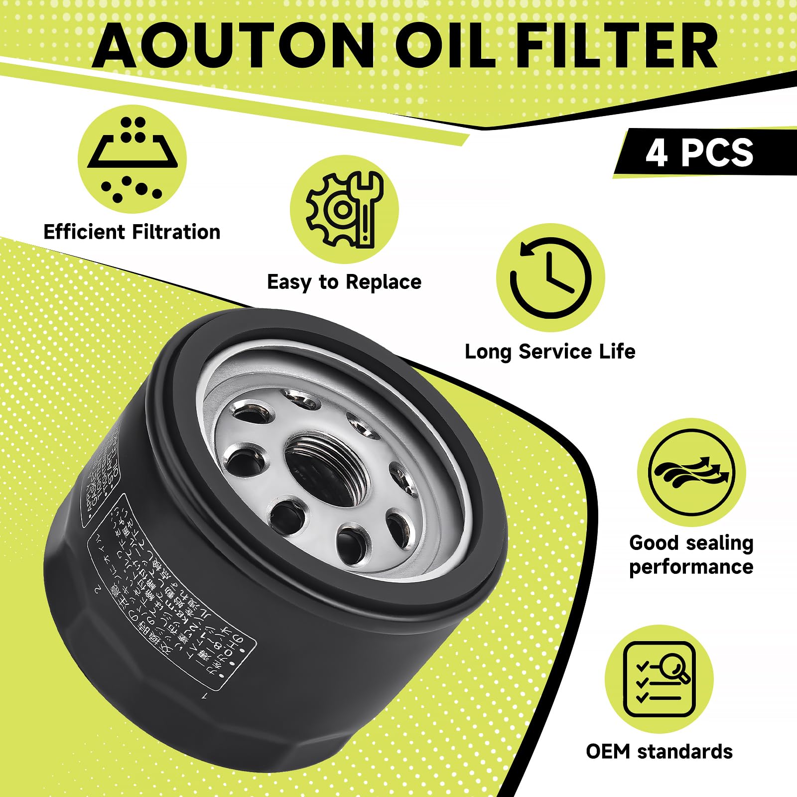 Aouton 49065-0721 oil filter metal housing close-up reveals thick sealing surface.