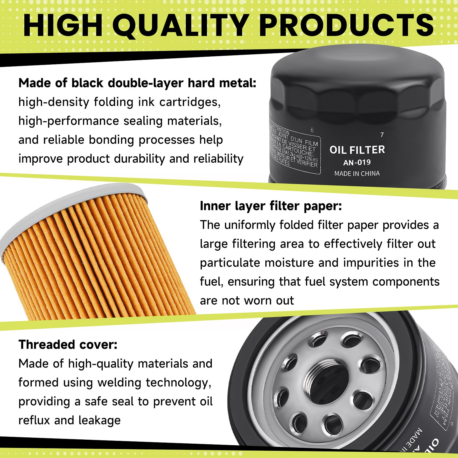 Aouton 49065-0721 oil filter packaging emphasizes ready-to-install kit.