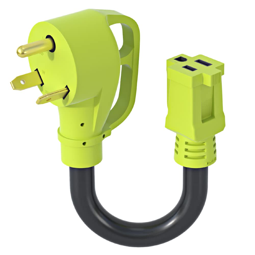 AOWEITOUR TT-30P to 5-15R adapter with 12-inch cord enables RV power access