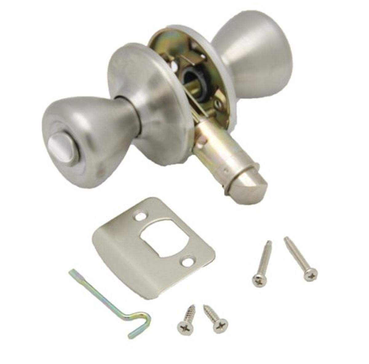 AP Products 013-202-SS privacy lock set in silver with push-button privacy for interior doors