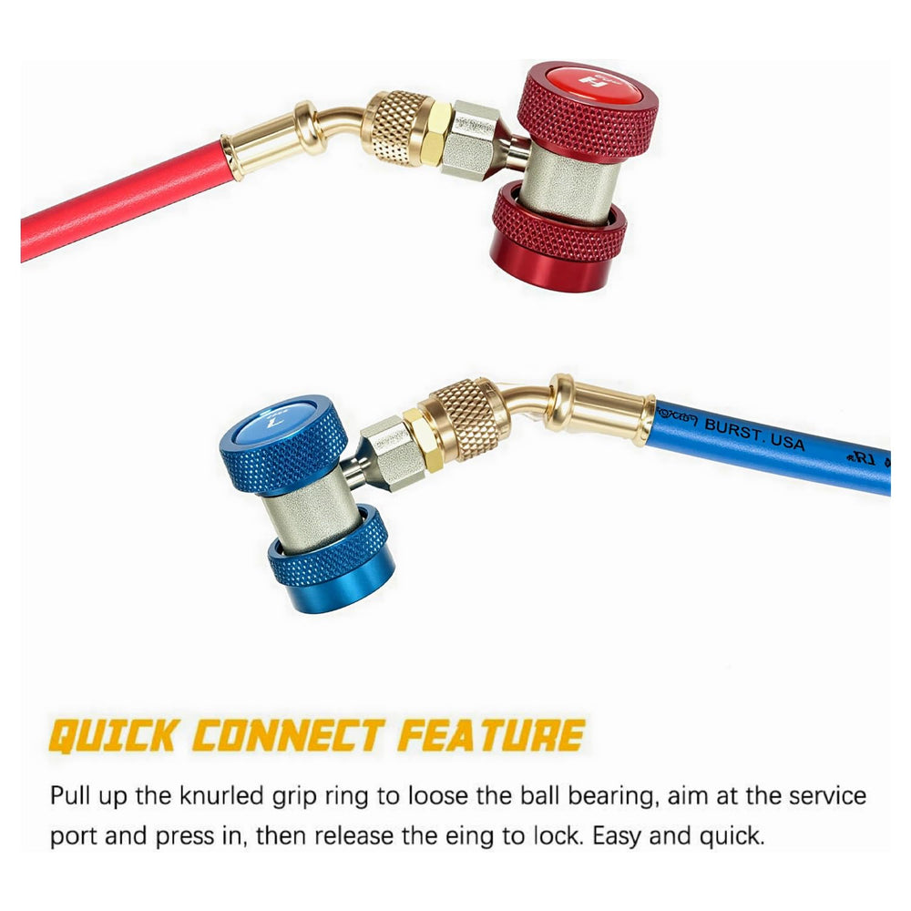Apeixoto R134A service-port adapter with 1/4 inch flare compatibility