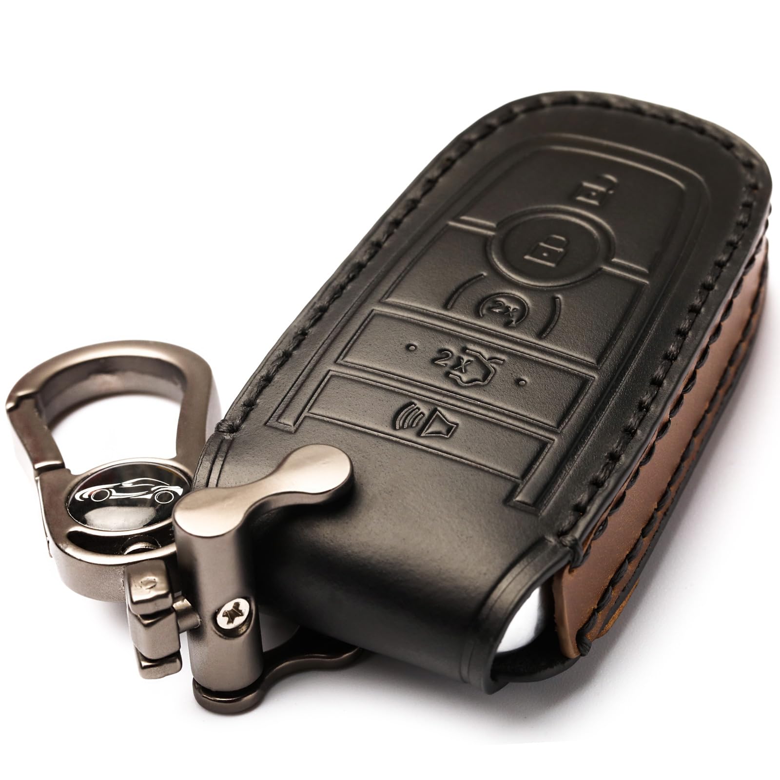 APEKUU Ford key fob cover in black, front view protects from scratches.