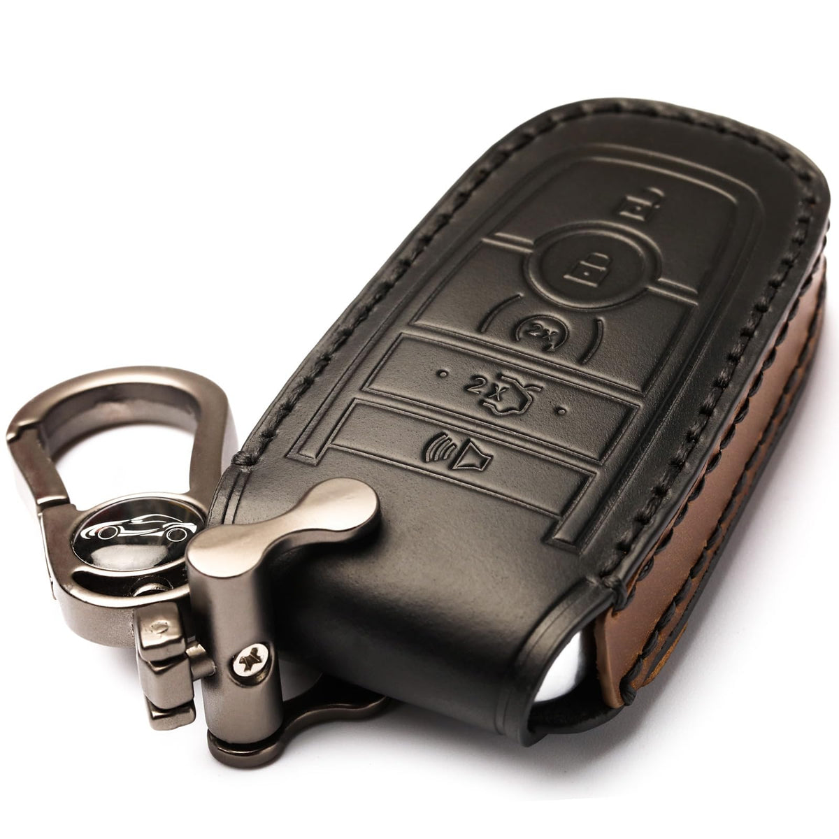 APEKUU Ford key fob cover in black, front view protects from scratches.