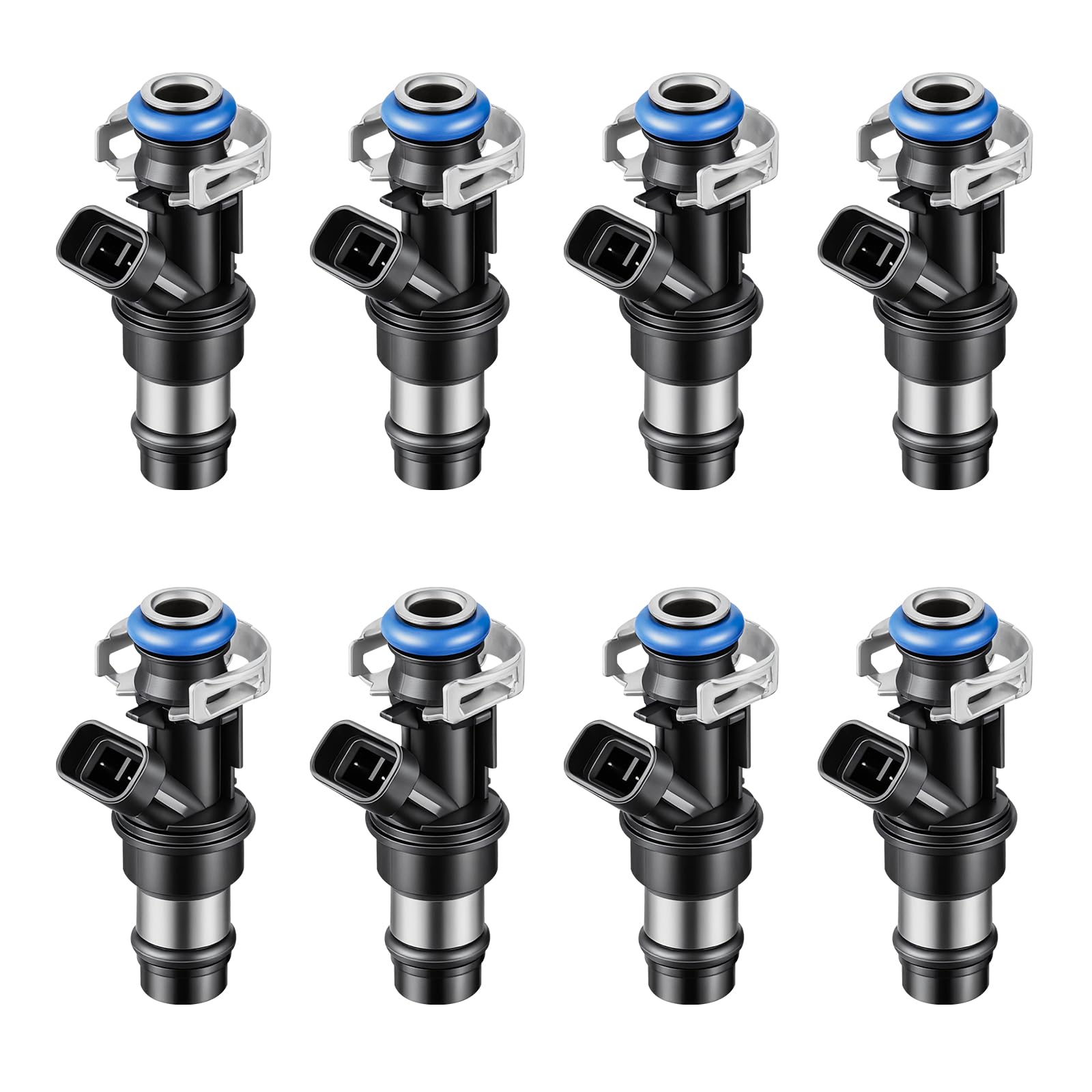 Apexdrive 2-holes 8pcs fuel injectors for GM engines, ready for installation and improved spray consistency.
