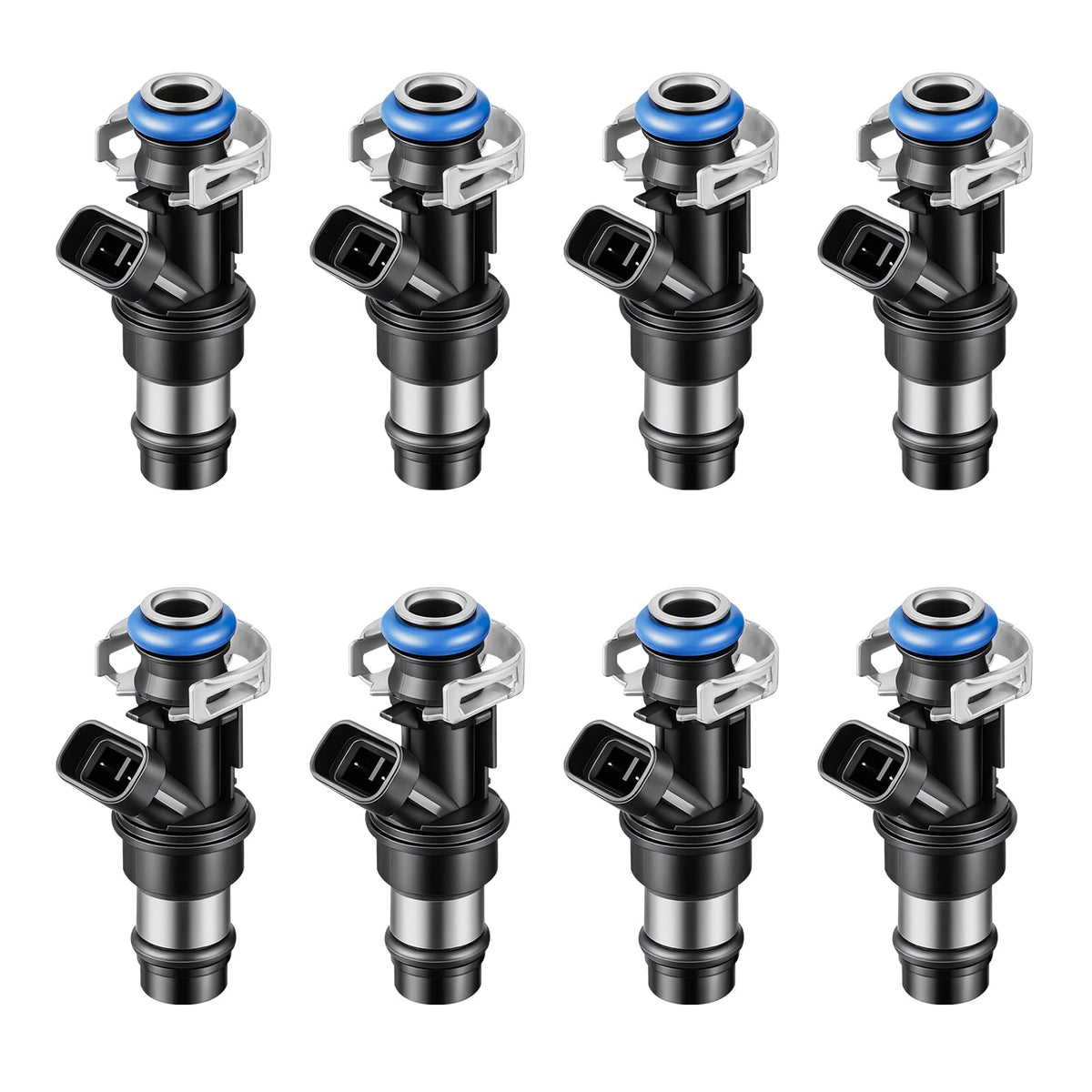 Apexdrive 2-holes 8pcs fuel injectors for GM engines, ready for installation and improved spray consistency.