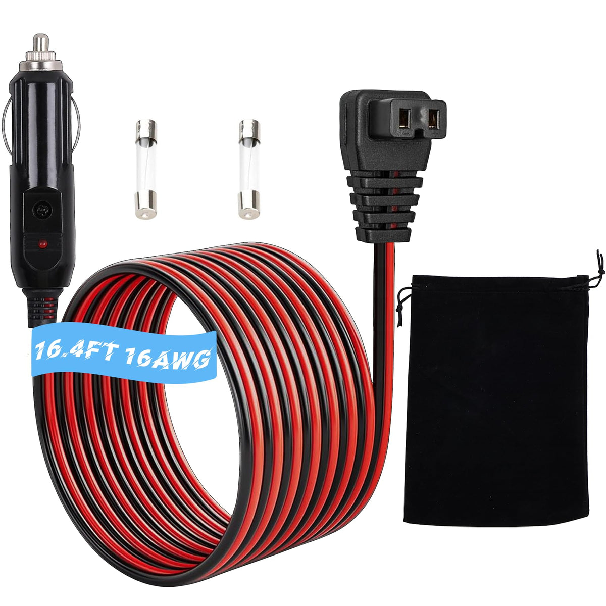 ApexscnView 16.4ft car fridge DC power cord for on-the-go 12V/24V charging