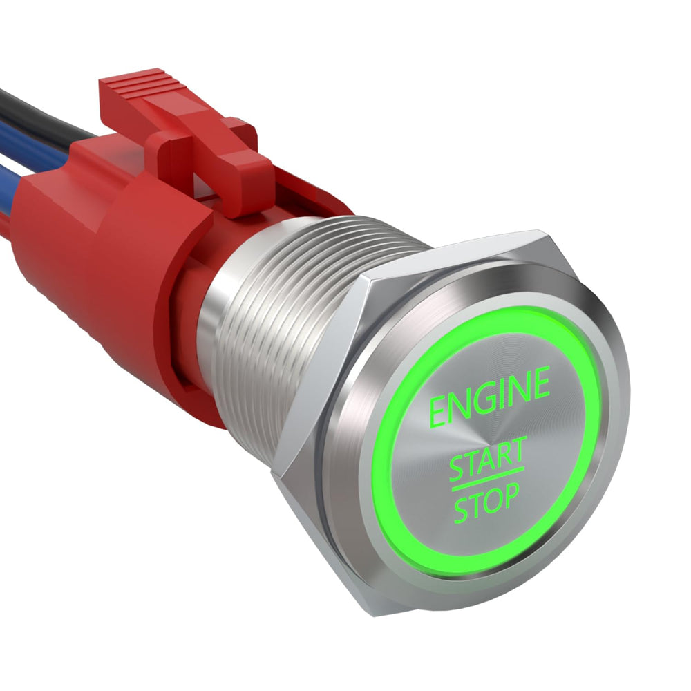 APIELE push start switch on dashboard front view enables quick engine ignition.